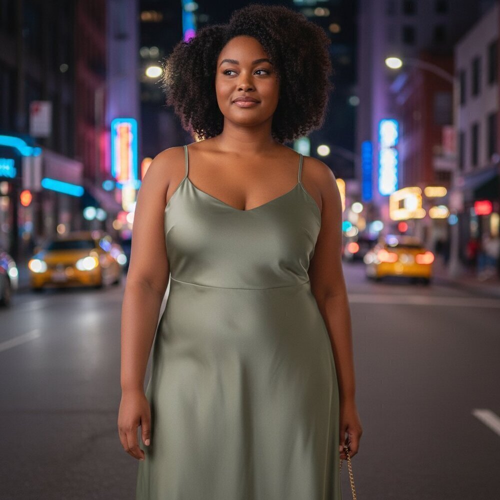 NWT Anthropologie BHLDN Satin Midi Dress in Moss Green size 24W